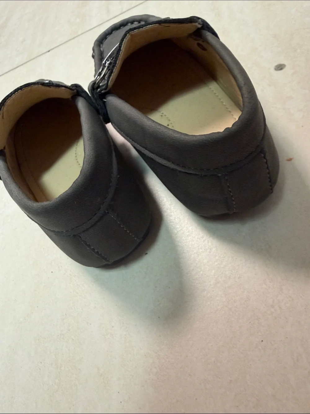Baby Dark grey Slip-On Driving Loafers with Metal Bit